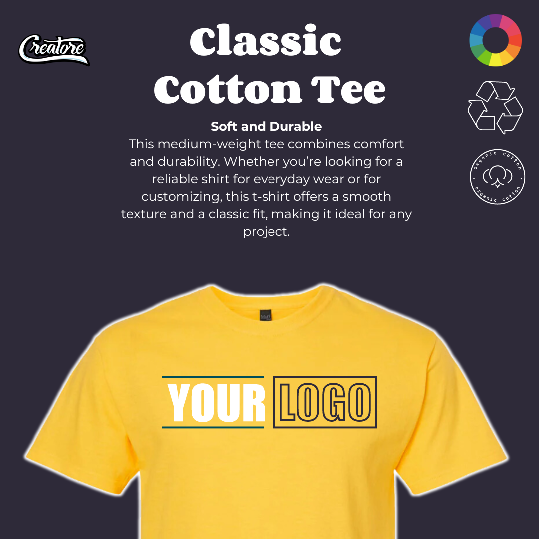 Customizable Classic Short-Sleeve T-Shirt | Medium Weight Cotton Blend Tee for Printing